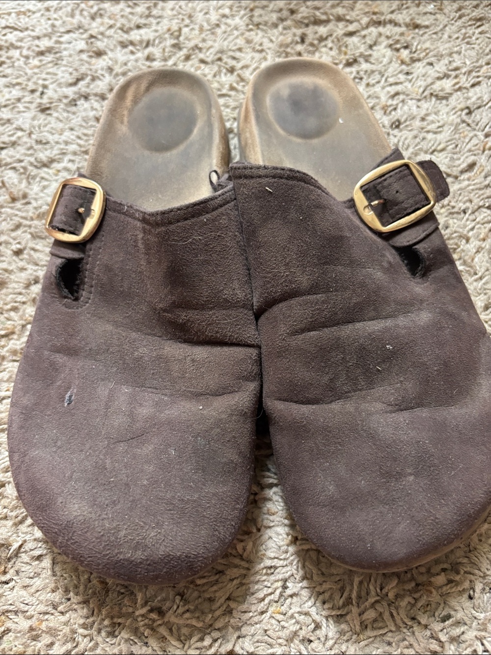 Kids Brown Suede Slip-On Clog with Buckle